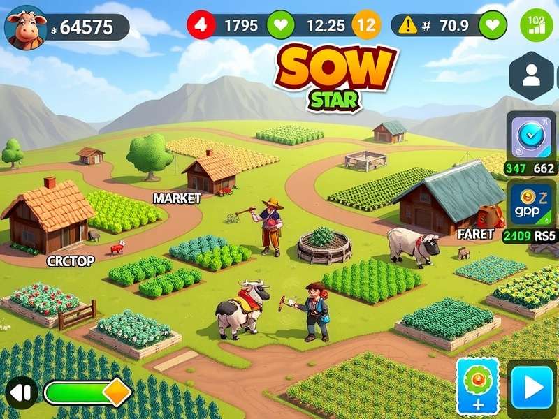 Sow Star advanced farming with multiple crop types and irrigation systems